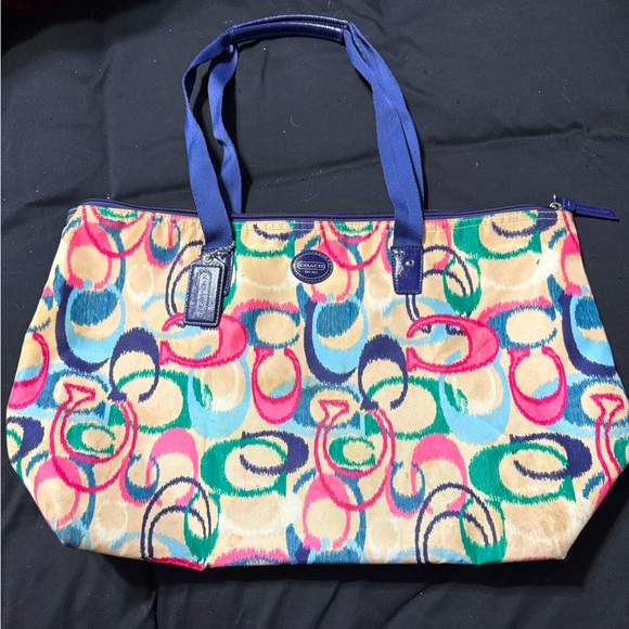 Authentic Vintage Coach IKAT Tote Bag Carryall - Picture 1 of 11